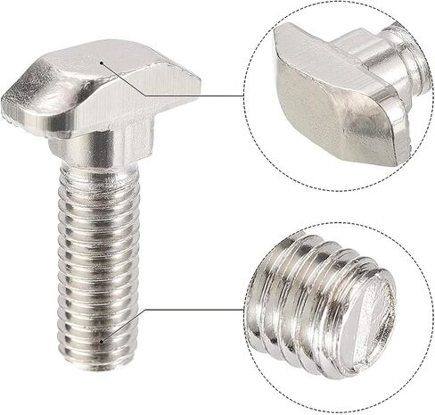 M6 x 25mm Metric Thread T Slot,Drop-in Stud Sliding T-Bolt,Hammer Head Bolt,T Screw Stud for 3030 Series Standard 8mm T-Slot Aluminum Extrusion Profile,Carbon Steel Nickel Plated (30-Series,20 Pcs) in Kuwait