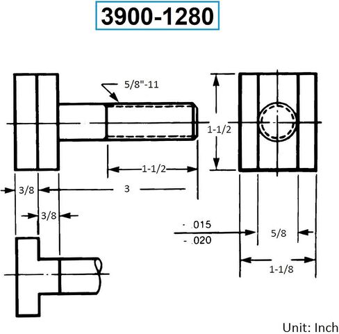 HHIP 3900-1280 مسمار بفتحة على شكل حرف T، 5/8-11 بوصة × 3 بوصة in Saudi Arabia