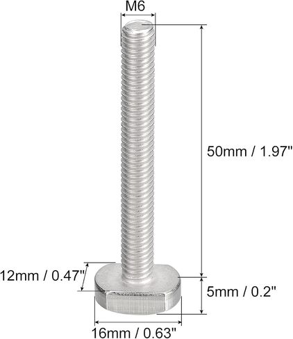 uxcell T-Slot Bolts, 5pcs M6x50mm T Slot Drop-in Stud Sliding Bolts 304 Stainless Steel T Shape Screws for T Track in Kuwait