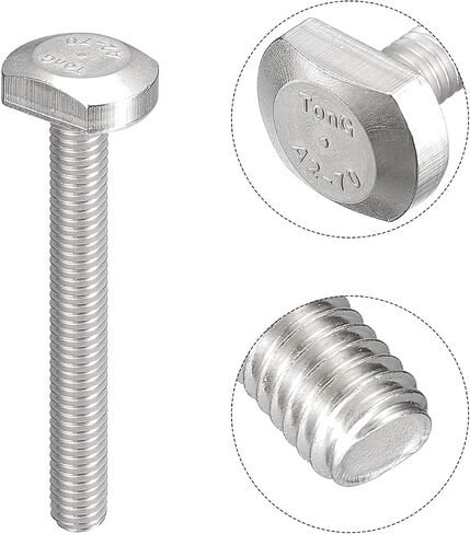 uxcell T-Slot Bolts, 5pcs M6x50mm T Slot Drop-in Stud Sliding Bolts 304 Stainless Steel T Shape Screws for T Track in Kuwait