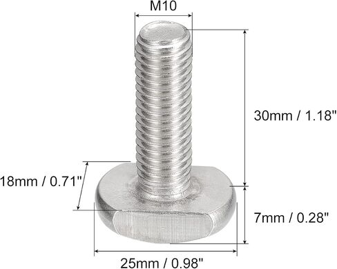 uxcell T-Slot Bolts, 5pcs M6x50mm T Slot Drop-in Stud Sliding Bolts 304 Stainless Steel T Shape Screws for T Track in Kuwait