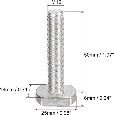 مسامير Uxcell T-Slot، 5 قطع M10x60mm T Slot، مسامير منزلقة 304 من الفولاذ المقاوم للصدأ على شكل حرف T لمسار T in Saudi Arabia