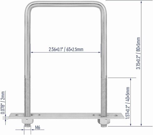 4 Sets 304 Stainless Steel Square U-Bolts 2"(50mm) Inner Width, 3.15"(80mm) Length Stainless M6 with Nuts, Frame Plate, Accessories for Automobiles Trailer, Boat Trailer Industrial Parts in Saudi Arabia