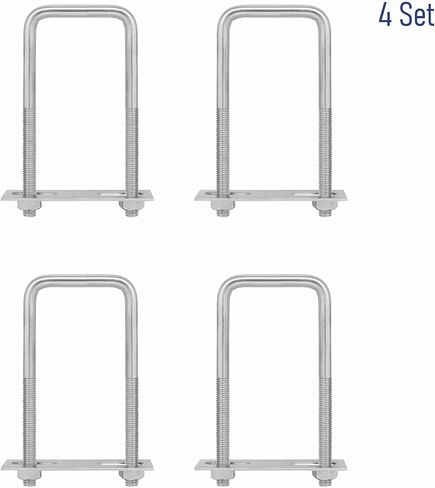4 Sets 304 Stainless Steel Square U-Bolts 2"(50mm) Inner Width, 3.15"(80mm) Length Stainless M6 with Nuts, Frame Plate, Accessories for Automobiles Trailer, Boat Trailer Industrial Parts in Saudi Arabia