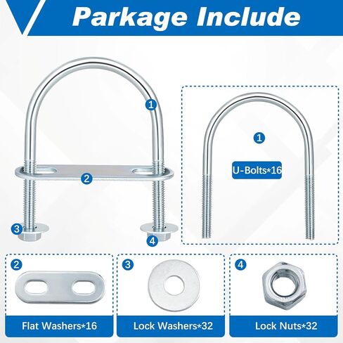 16 Sets Round U Bolts Zinc Plated Steel M6 Round Bend U Clamp with Nut Plate Washer (M6 x 27 mm x 53 mm) in Saudi Arabia