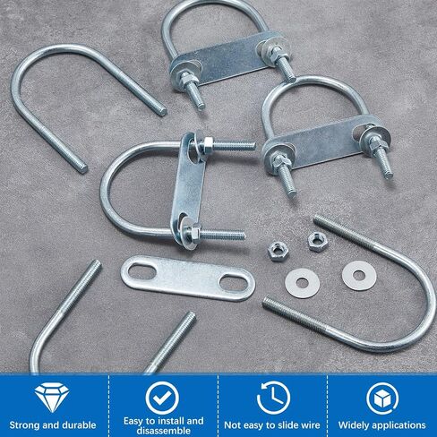 16 Sets Round U Bolts Zinc Plated Steel M6 Round Bend U Clamp with Nut Plate Washer (M6 x 27 mm x 53 mm) in Saudi Arabia