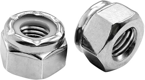 50pcs 1/4-20 Nylon Insert Hex Lock Nuts, 304 Stainless Steel Locknuts, UNC Nuts Fasteners, 1/4" Stainless Nuts with Nylon Insert for Secure Locking in Kuwait