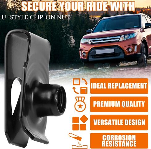 25 Pcs Extruded U Type Nuts Bumper Fender U Style Clip on Nut Extruded U Style Nuts Spring Nuts Black U Style Fasteners for Automotive Metal Fender Grill Retainer Clips(M6) in Kuwait