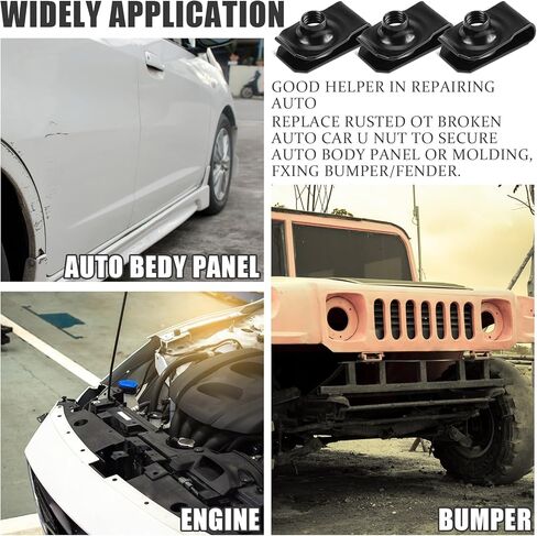 25 Pcs Extruded U Type Nuts Bumper Fender U Style Clip on Nut Extruded U Style Nuts Spring Nuts Black U Style Fasteners for Automotive Metal Fender Grill Retainer Clips(M6) in Kuwait