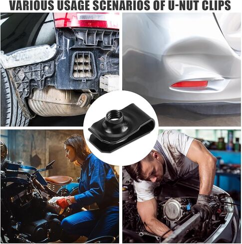 25 Pcs Extruded U Type Nuts Bumper Fender U Style Clip on Nut Extruded U Style Nuts Spring Nuts Black U Style Fasteners for Automotive Metal Fender Grill Retainer Clips(M6) in Kuwait