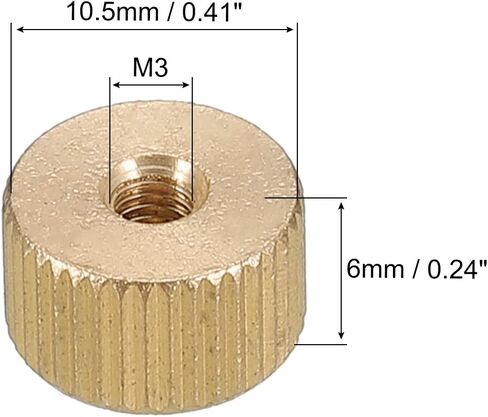 uxcell Knurled Thumb Nuts, 4pcs M3 x D10.5mm x H6mm Brass Knurled Nut Flat Head Blind Hole Lock Adjusting Nuts for 3D Printer Parts in Saudi Arabia