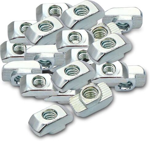 45 سلسلة 5/16 بوصة - 18 قطرة فولاذية قياسية ملولبة في صامولة على شكل حرف T، صواميل الأجهزة الملحقة على شكل حرف T لسكة تشكيل بثق الألومنيوم 4545، 20 عبوة in Kuwait