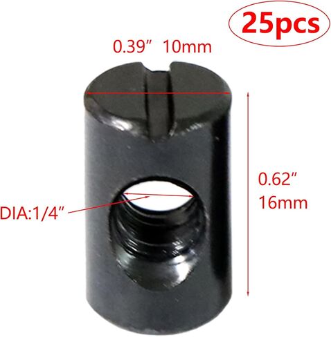 Xadnitu 1/4"-20 صواميل أسطوانية سوداء 10 مم × 16 مم، فولاذ كربوني مع مطرقة وتد متقاطعة من أكسيد أسود، صواميل مشقوقة، استبدال الأجهزة لأثاث أسرة الأطفال الصغار، أسرة الأطفال، سرير فوتون بطابقين (25) in Kuwait
