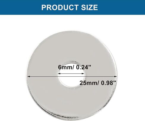 50 Pcs M6 Stainless Steel Flat Washers for Screws and Bolts, 18mm Outside Diameter, 1.5mm Thickness in Kuwait