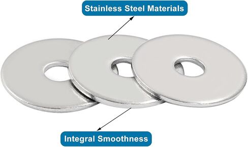 50 Pcs M6 Stainless Steel Flat Washers for Screws and Bolts, 18mm Outside Diameter, 1.5mm Thickness in Kuwait