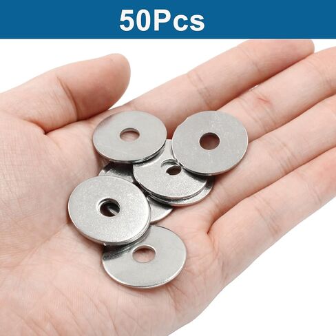 50 Pcs M6 Stainless Steel Flat Washers for Screws and Bolts, 18mm Outside Diameter, 1.5mm Thickness in Kuwait