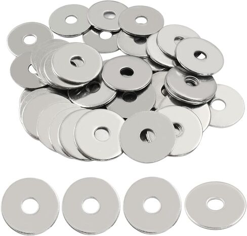 50 Pcs M6 Stainless Steel Flat Washers for Screws and Bolts, 18mm Outside Diameter, 1.5mm Thickness in Kuwait
