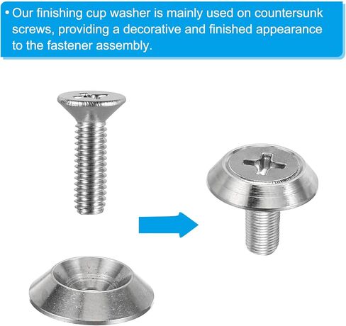 غسالة باتيكل M4 بلمسة نهائية غاطسة، 20 قطعة بقطر 13 مم. حشية رأس لولبية لغسالة الأكواب من الفولاذ المقاوم للصدأ 304 بطول 3.2 مم، للبناء الصناعي in Kuwait