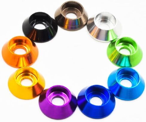 50pcs M4 Cone Cup Washers Anodized Aluminum Alloy Screw Gasket Countersunk Washers (Silver) in Kuwait
