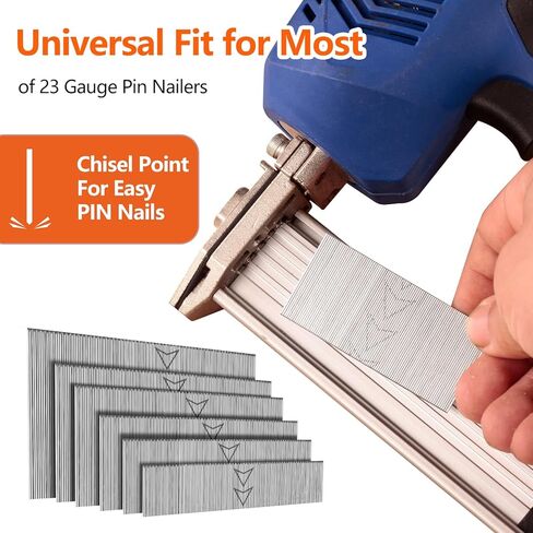 23 مسمارًا من الصلب من جافلانيزد عدد 6000، 6 مقاسات (1-3/16 بوصة، 1 بوصة، 4/5 بوصة، 3/4 بوصة، 3/5 بوصة، 2/5 بوصة) مسامير دبوس بدون رأس لـ 23GA هوائية أو كهربائية مسدس المسامير أو مسدس المسامير، حزمة المشروع in Kuwait