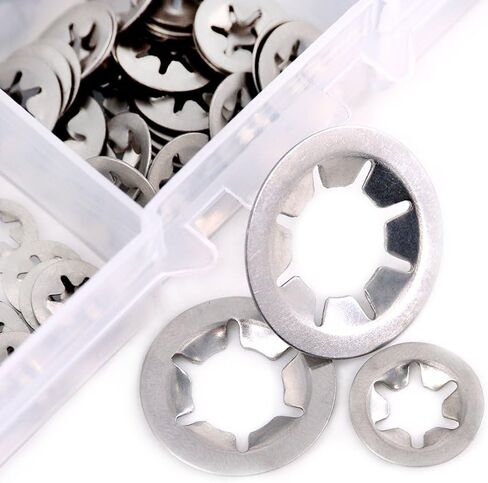 Hilitchi 180 Piece 304 Stainless Steel Internal Tooth Starlock Washers Quick Speed Locking Washers Push On Speed Clips Fasteners Assortment Kit - 7 Size in Saudi Arabia