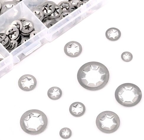 Hilitchi 180 Piece 304 Stainless Steel Internal Tooth Starlock Washers Quick Speed Locking Washers Push On Speed Clips Fasteners Assortment Kit - 7 Size in Saudi Arabia