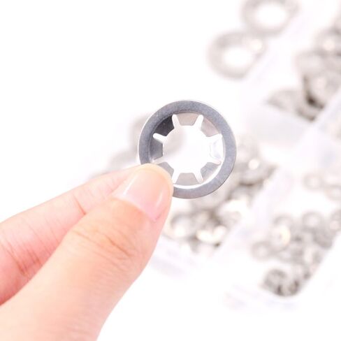 Hilitchi 180 Piece 304 Stainless Steel Internal Tooth Starlock Washers Quick Speed Locking Washers Push On Speed Clips Fasteners Assortment Kit - 7 Size in Saudi Arabia