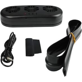 مروحة العادم التي تعمل بالطاقة الشمسية لنوافذ السيارات ، مروحة تهوية السيارات التي تعمل بالطاقة الشمسية مع ثلاثة منافذ شحن USB وتنقية الهواء ، تهوية المركبات (أسود) in Kuwait