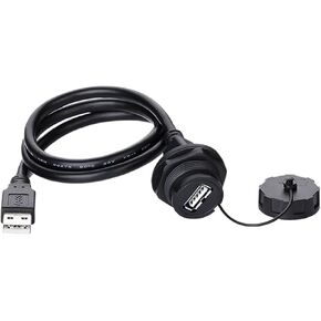 1Pcs USB2.0 USB3.0 Panel Mount Socket Adapter Waterproof Female Socket Extension Cord Data Connector with 0.2m~0.5m Cable(USB2 M to F (0.3m)) in Saudi Arabia
