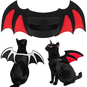 Halloween Cat Bat Wings Costume Pet Cosplay Vampire Dress Up Apparel Small Dog Christmas Clothes Bat Skeleton Bone Wing with Kitten Puppy Skull Back Tie Decoration & Traction Rope Fixing Holes in Kuwait