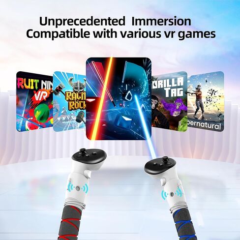 AMVR 3-in-1 المقبض المرفقات ومرفقات تمديد وحدة التحكم المتوافقة مع Meta/Oculus Quest 3 Controller Accessories ، لعصي الأسلحة الطويلة للعبة VR ، فاز على مقبض Saber (وليس لشحن Dock) in Kuwait