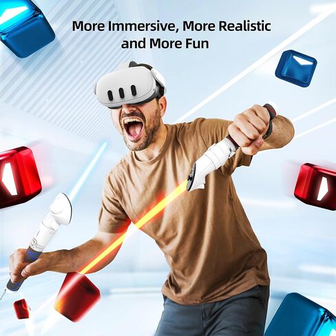 AMVR 3-in-1 المقبض المرفقات ومرفقات تمديد وحدة التحكم المتوافقة مع Meta/Oculus Quest 3 Controller Accessories ، لعصي الأسلحة الطويلة للعبة VR ، فاز على مقبض Saber (وليس لشحن Dock) in Kuwait