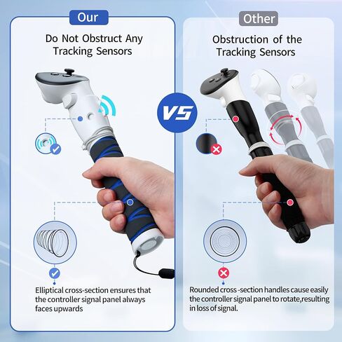 AMVR 3-in-1 المقبض المرفقات ومرفقات تمديد وحدة التحكم المتوافقة مع Meta/Oculus Quest 3 Controller Accessories ، لعصي الأسلحة الطويلة للعبة VR ، فاز على مقبض Saber (وليس لشحن Dock) in Kuwait
