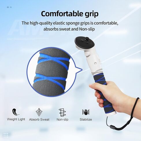 AMVR 3-in-1 المقبض المرفقات ومرفقات تمديد وحدة التحكم المتوافقة مع Meta/Oculus Quest 3 Controller Accessories ، لعصي الأسلحة الطويلة للعبة VR ، فاز على مقبض Saber (وليس لشحن Dock) in Kuwait