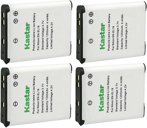 Kastar 2-pack en-EL19 استبدال البطارية لـ Nikon EN-EL19 ENEL19 بطارية ، MH-66 MH66 Charger ، Nikon Coolpix S4400 ، Coolpix S5200 ، Coolpix S5300 ، Coolpix S6400 ، Coolpix S6500 ، Coolpix S6600 Camera in Kuwait