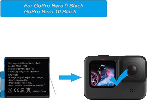بديل البطارية AHDBT-901 متوافق مع GoPro Hero 9 Black GoPro Hero 10 Black in Kuwait