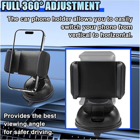 Car Cell Phone Holder, 360° Adjustable Auto Phone Mount with Strong Suction Cup, Dashboard Navigation Stand Bracket, Vehicle Interior Accessories for Air Vent, Windshield (Red) in Kuwait