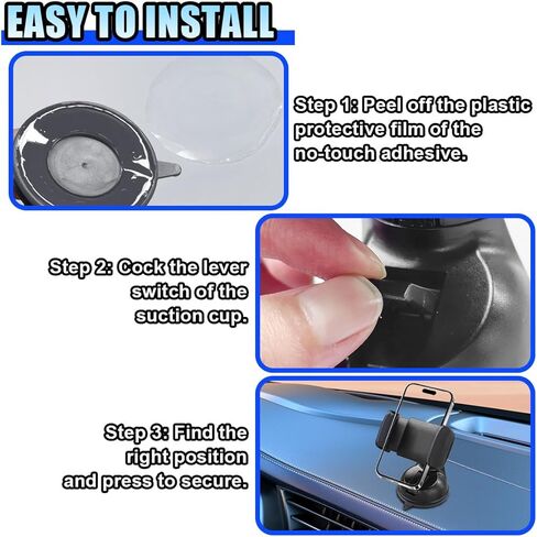 Car Cell Phone Holder, 360° Adjustable Auto Phone Mount with Strong Suction Cup, Dashboard Navigation Stand Bracket, Vehicle Interior Accessories for Air Vent, Windshield (Red) in Kuwait