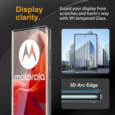 3 حزمة شاشة شاشة زجاجية مقسّمة لموتورولا موتو G85/Moto Edge 50 Fusion ، مضاد للأصفر ، صلابة 9H ، مقاومة للخدش ، فيلم زجاجي منحني ثلاثي الأبعاد ، HD Clear in Saudi Arabia