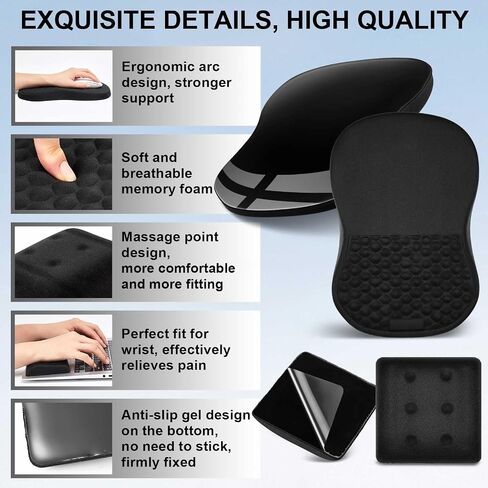 Kingdder 3 in 1 Ergonomic Mouse Pad Wrist Rests Set for Laptop Keyboard Mouse Pad with Wrist Rest Memory Foam Elbow Arm Support Cushion for Carpal Tunnel Pain Relief Computer Office Home Typing in Saudi Arabia