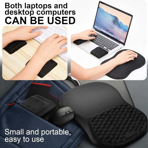 Kingdder 3 in 1 Ergonomic Mouse Pad Wrist Rests Set for Laptop Keyboard Mouse Pad with Wrist Rest Memory Foam Elbow Arm Support Cushion for Carpal Tunnel Pain Relief Computer Office Home Typing in Saudi Arabia