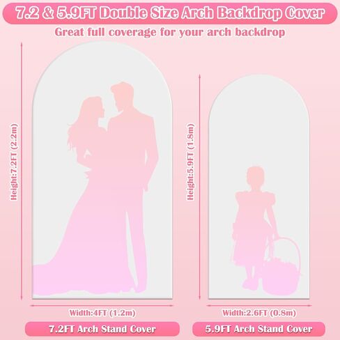 White Arch Covers 7.2 and 6ft with Spring Clamps & Balloon Clips | Spandex Stretchy, Double-Sided, Opaque, Wrinkle-Resistant, Arch Backdrop Decor for Wedding, Birthday, Party, Baby Shower in Saudi Arabia