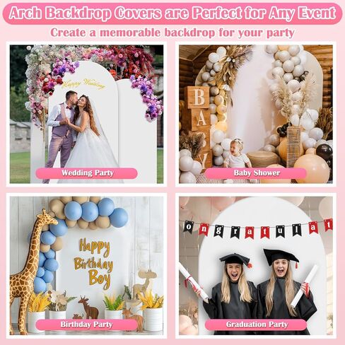 White Arch Covers 7.2 and 6ft with Spring Clamps & Balloon Clips | Spandex Stretchy, Double-Sided, Opaque, Wrinkle-Resistant, Arch Backdrop Decor for Wedding, Birthday, Party, Baby Shower in Saudi Arabia