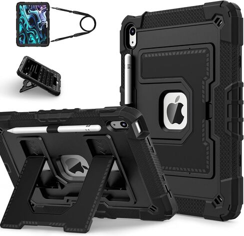 ATOOZ for iPad A16 11th Generation Case 11 Inch 2025,for iPad 10th Generation Case 10.9 Inch 2022 with Shoulder Strap & Pencil Holder,Heavy Duty Shockproof Rugged Protective Cover (Black) in Saudi Arabia