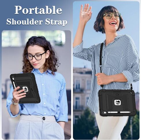 ATOOZ for iPad A16 11th Generation Case 11 Inch 2025,for iPad 10th Generation Case 10.9 Inch 2022 with Shoulder Strap & Pencil Holder,Heavy Duty Shockproof Rugged Protective Cover (Black) in Saudi Arabia