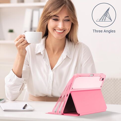 ProCase for iPad (A16) 11th Generation Case 2025 / iPad 10th Generation 10.9 Inch 2022 Case, Multi-Angle Viewing Protective Folio Cover Clear Back with Pencil Holder, Auto Sleep/Wake -Pink in Saudi Arabia