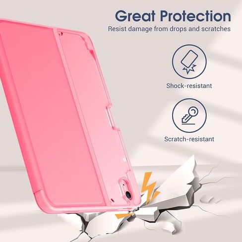 ProCase for iPad (A16) 11th Generation Case 2025 / iPad 10th Generation 10.9 Inch 2022 Case, Multi-Angle Viewing Protective Folio Cover Clear Back with Pencil Holder, Auto Sleep/Wake -Pink in Saudi Arabia