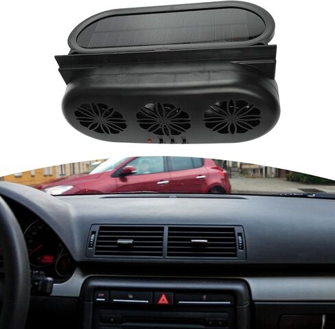 مروحة العادم التي تعمل بالطاقة الشمسية لنوافذ السيارات ، مروحة تهوية السيارات التي تعمل بالطاقة الشمسية مع ثلاثة منافذ شحن USB وتنقية الهواء ، تهوية المركبات (أسود) in Kuwait