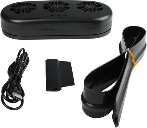 مروحة العادم التي تعمل بالطاقة الشمسية لنوافذ السيارات ، مروحة تهوية السيارات التي تعمل بالطاقة الشمسية مع ثلاثة منافذ شحن USB وتنقية الهواء ، تهوية المركبات (أسود) in Kuwait