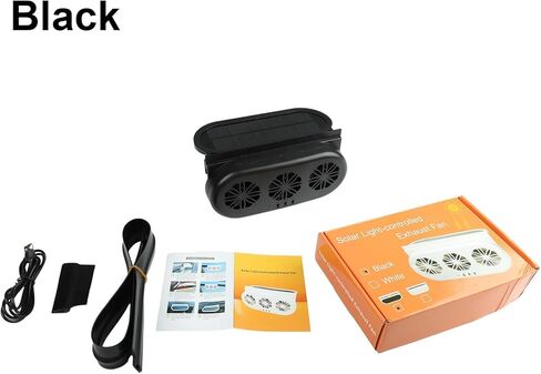 مروحة العادم التي تعمل بالطاقة الشمسية لنوافذ السيارات ، مروحة تهوية السيارات التي تعمل بالطاقة الشمسية مع ثلاثة منافذ شحن USB وتنقية الهواء ، تهوية المركبات (أسود) in Kuwait